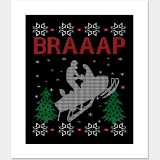 Snowmobile Braaap Ugly Christmas Sweater Gifts Ideas For Motorbike Lover Posters and Art